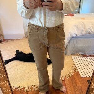 Pilcro Brown Flared Jeans with Frayed Hem & Pocket